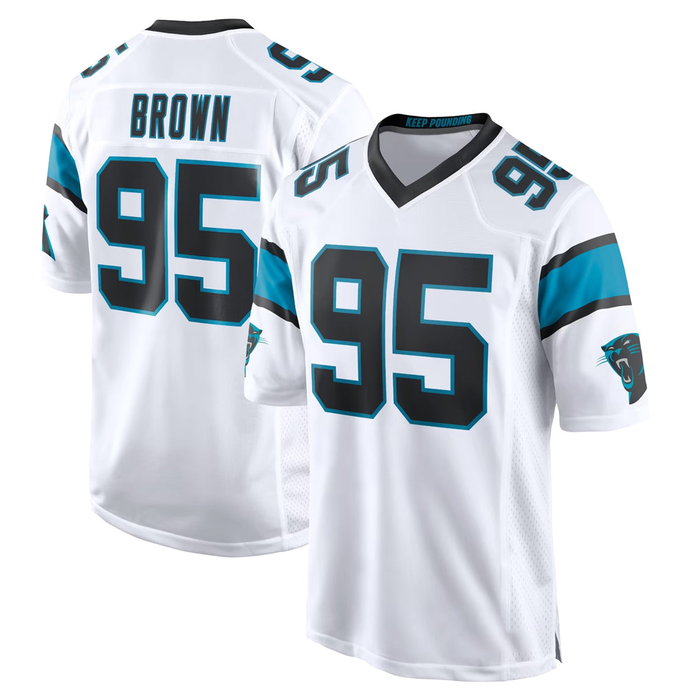 Friene C.Panthers #95 Derrick Brown Player White Home Game Stitched Jerseys
