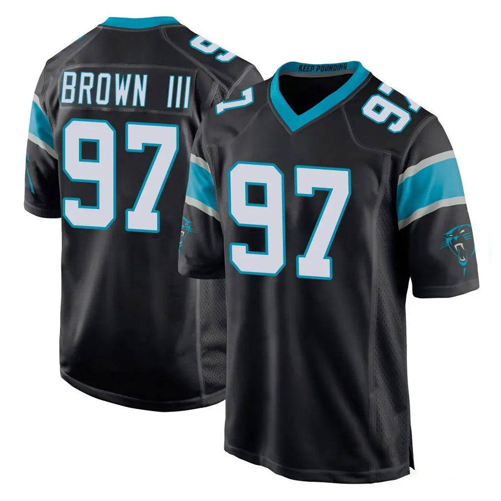 Friene C.Panthers #97 Bobby Brown III Player Black Home Game Stitched Jerseys