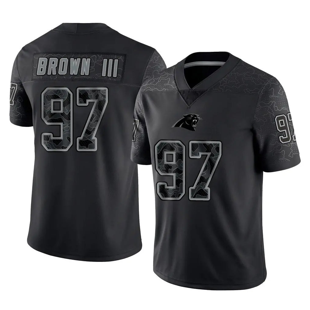 Friene C.Panthers #97 Bobby Brown III Player Black Limited Reflective Game Stitched Jerseys