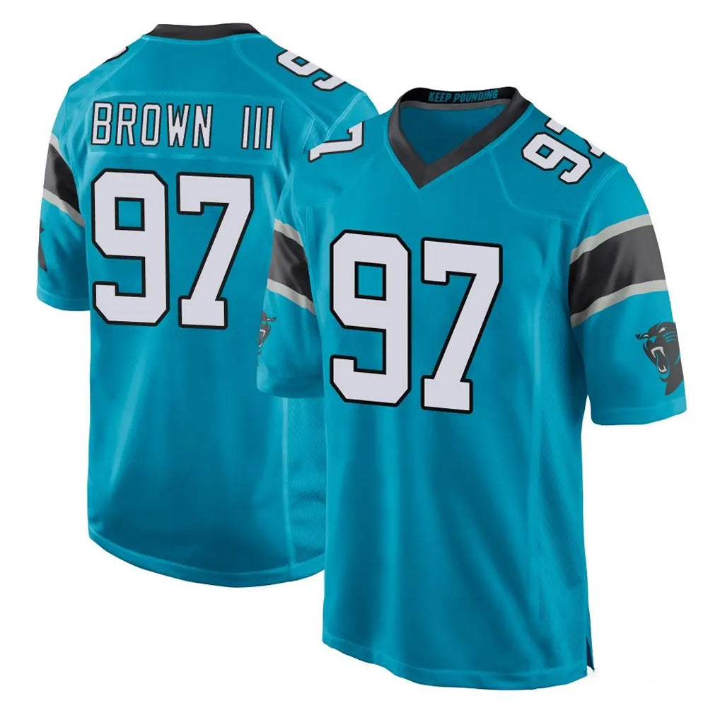Friene C.Panthers #97 Bobby Brown III Player Blue Game Stitched Jerseys