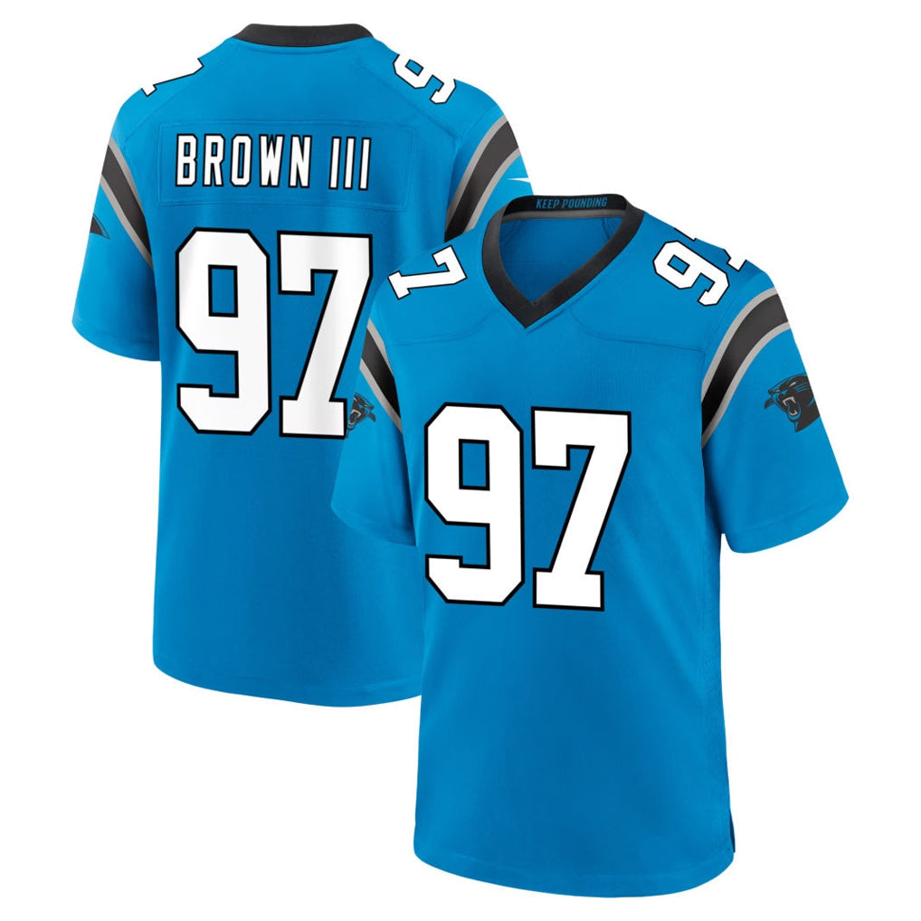 Friene C.Panthers #97 Bobby Brown III Player Blue Home Game Stitched Jerseys