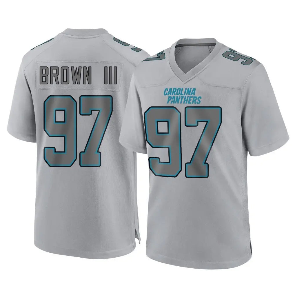 Friene C.Panthers #97 Bobby Brown III Player Gray Atmosphere Fashion Game Stitched Jerseys