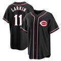 Friene C.Reds #11 Barry Larkin Player Black Fashion Out Home Game Stitched Jerseys