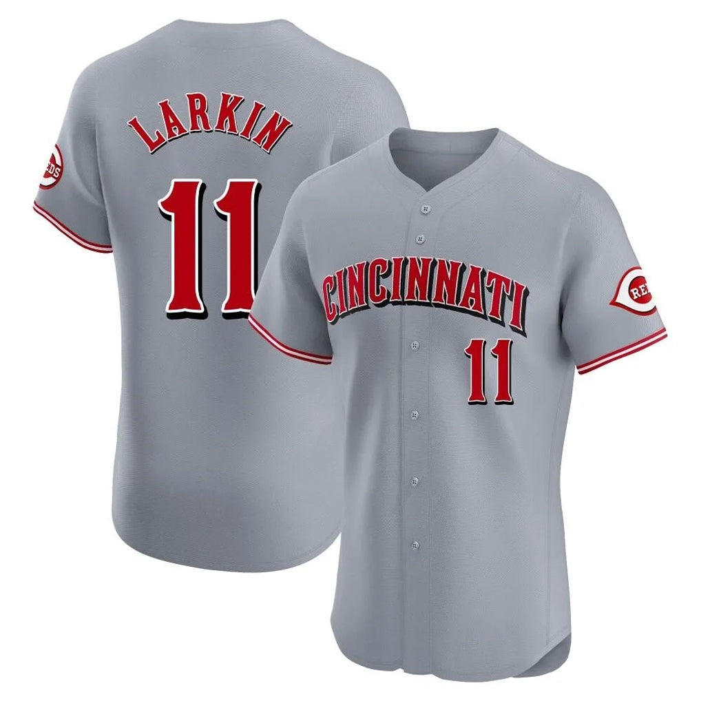 Friene C.Reds #11 Barry Larkin Player Gray Limited Elite Home Stitched Jerseys