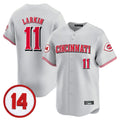 Friene C.Reds #11 Barry Larkin Player Gray Vapor Premier Limited Home Stitched Jerseys