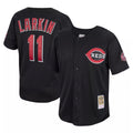 Friene C.Reds #11 Barry Larkin Player Mitchell & Ness Black Throwback Cooperstown Mesh Game Stitched Jerseys