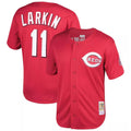 Friene C.Reds #11 Barry Larkin Player Mitchell & Ness Red Throwback Cooperstown Mesh Game Stitched Jerseys
