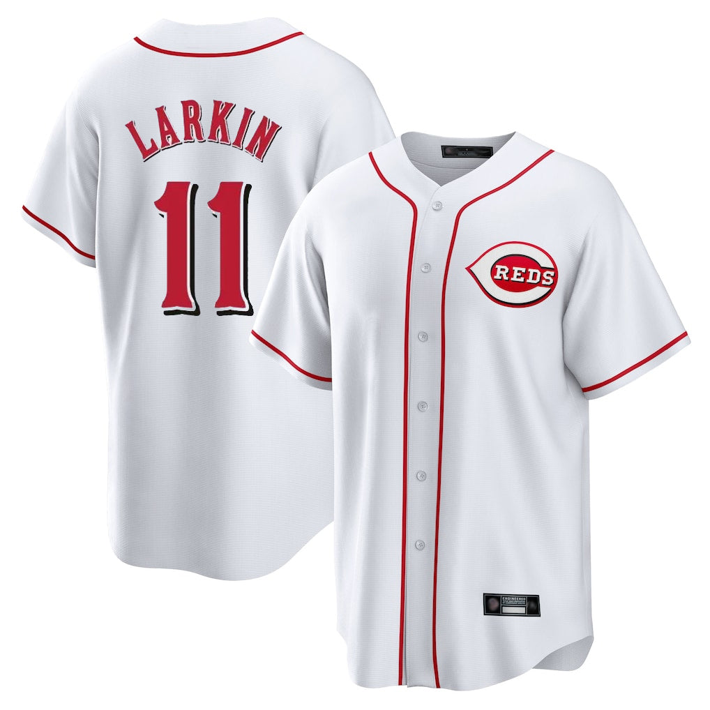 Friene C.Reds #11 Barry Larkin Player White Game Home Stitched Jerseys
