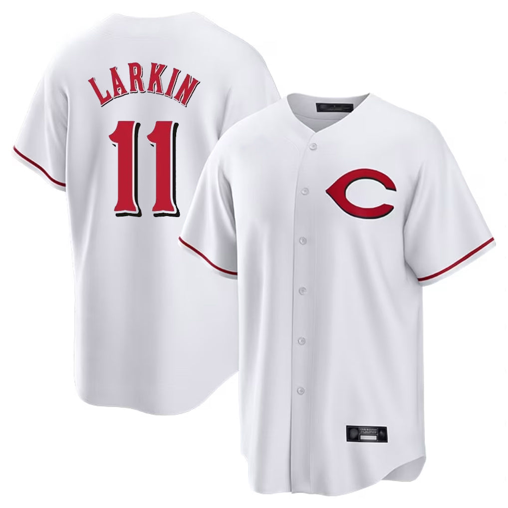 Friene C.Reds #11 Barry Larkin Player White Home Game Stitched Jerseys
