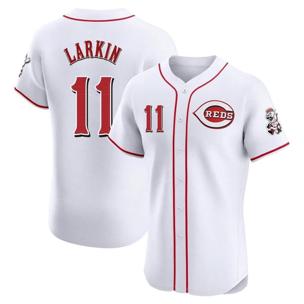 Friene C.Reds #11 Barry Larkin Player White Limited Elite Home Stitched Jerseys