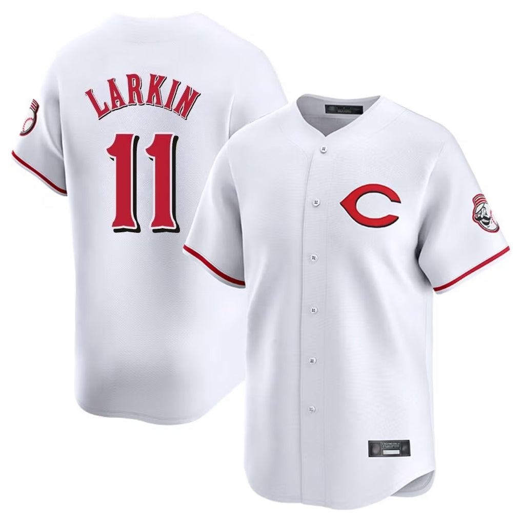 Friene C.Reds #11 Barry Larkin Player White Limited Home Stitched Jerseys