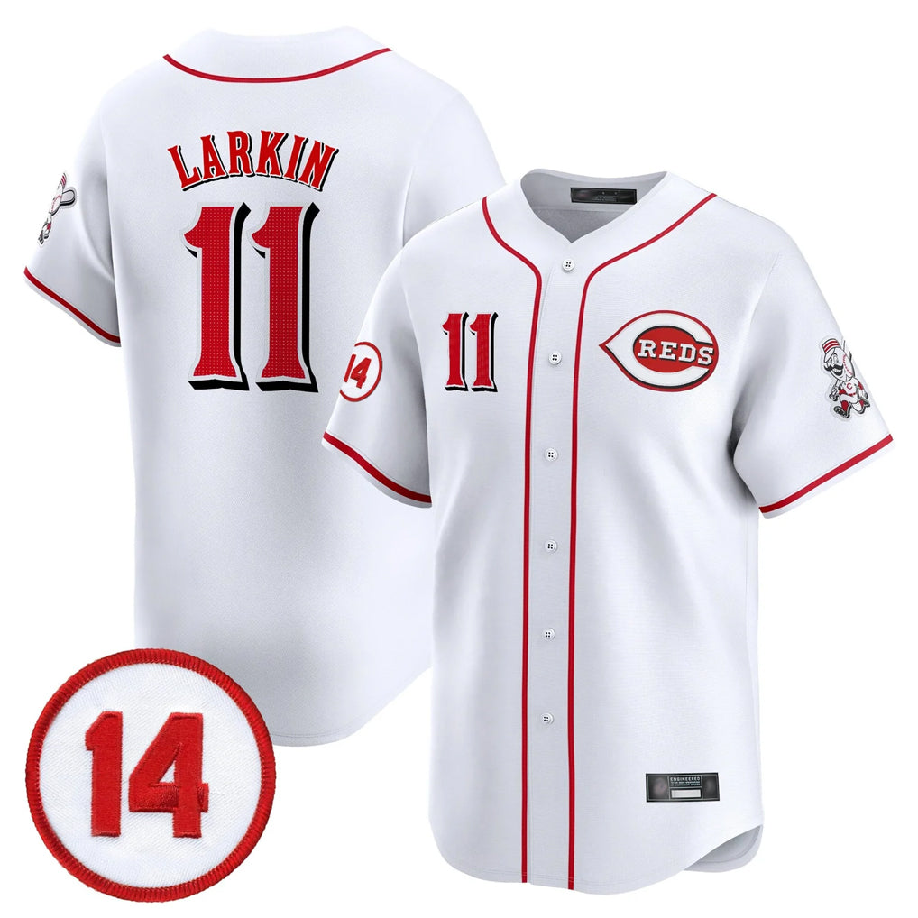 Friene C.Reds #11 Barry Larkin Player White Vapor Premier Limited Home Stitched Jerseys