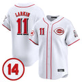 Friene C.Reds #11 Barry Larkin Player White Vapor Premier Limited Home Stitched Jerseys