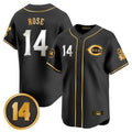 Friene C.Reds #14 Pete Rose Player Black-Gold Vapor Premier Limited Home Stitched Jerseys