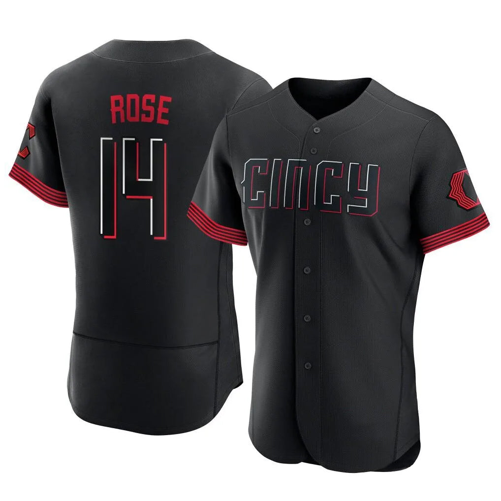 Friene C.Reds #14 Pete Rose Player Black City Connect Limited Elite Home Stitched Jerseys
