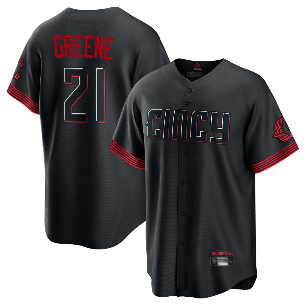 Friene C.Reds #21 Hunter Greene Player Black City Connect Home Game Stitched Jerseys