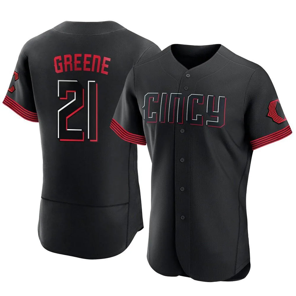 Friene C.Reds #21 Hunter Greene Player Black City Connect Limited Elite Home Stitched Jerseys