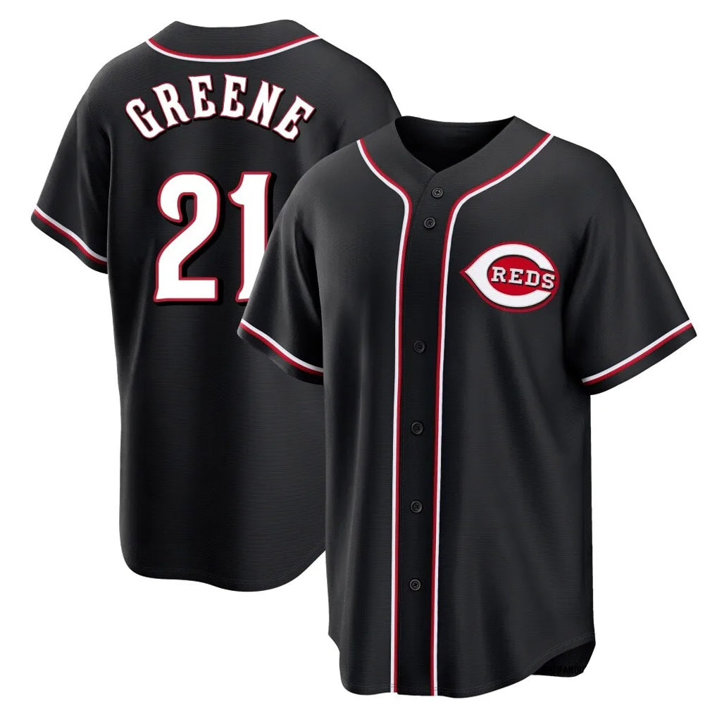 Friene C.Reds #21 Hunter Greene Player Black Fashion Out Home Game Stitched Jerseys