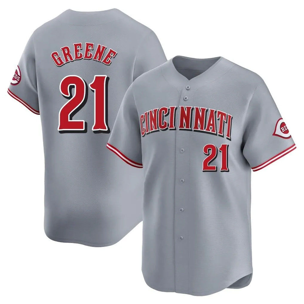 Friene C.Reds #21 Hunter Greene Player Gray Home Limited Stitched Jerseys