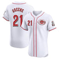 Friene C.Reds #21 Hunter Greene Player White Limited Elite Home Stitched Jerseys