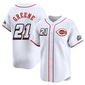 Friene C.Reds #21 Hunter Greene Player White Speedway Classic Home Limited Stitched Jerseys