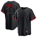 Friene C.Reds #28 Eugenio Su¨¢rez Player Black City Connect Home Game Stitched Jerseys