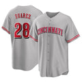 Friene C.Reds #28 Eugenio Su¨¢rez Player Gray Home Game Stitched Jerseys