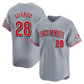 Friene C.Reds #28 Eugenio Su¨¢rez Player Gray Home Limited Stitched Jerseys