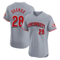 Friene C.Reds #28 Eugenio Su¨¢rez Player Gray Limited Elite Home Stitched Jerseys