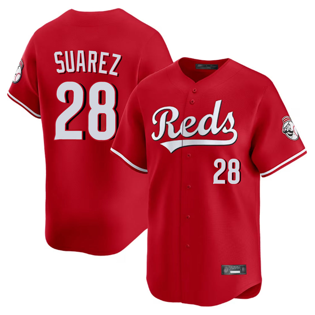 Friene C.Reds #28 Eugenio Su¨¢rez Player Red Home Limited Stitched Jerseys