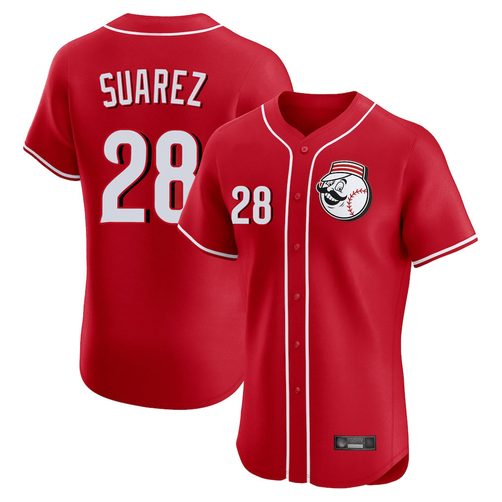 Friene C.Reds #28 Eugenio Su¨¢rez Player Red Limited Elite Home Game Stitched Jerseys