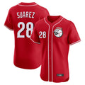 Friene C.Reds #28 Eugenio Su¨¢rez Player Red Limited Elite Home Game Stitched Jerseys