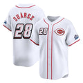 Friene C.Reds #28 Eugenio Su¨¢rez Player White Speedway Classic Home Limited Stitched Jerseys