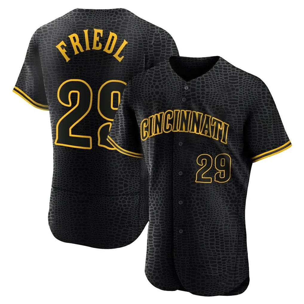 Friene C.Reds #29 TJ Friedl Player Black Snake Skin City Limited Elite Home Stitched Jerseys