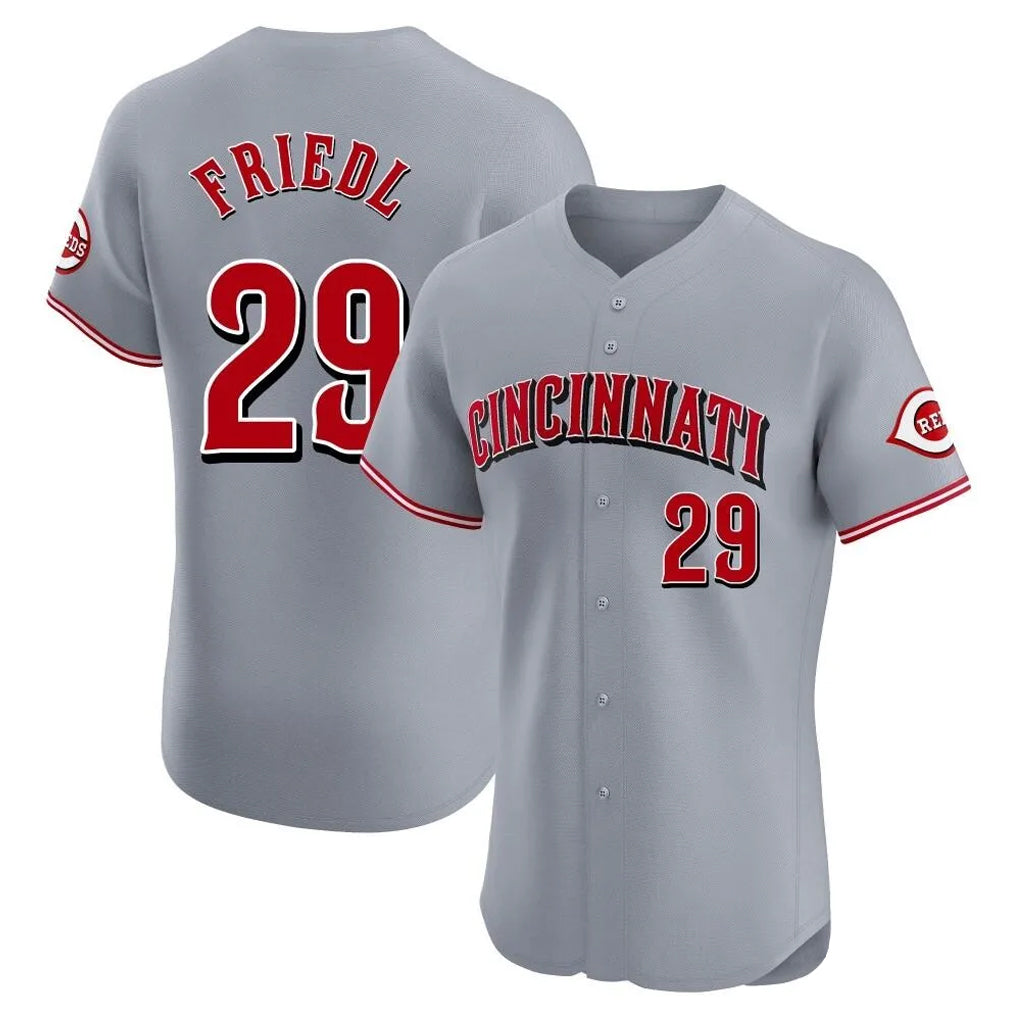 Friene C.Reds #29 TJ Friedl Player Gray Limited Elite Home Stitched Jerseys