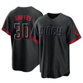 Friene C.Reds #30 Ken Griffey Player Black City Connect Home Game Stitched Jerseys