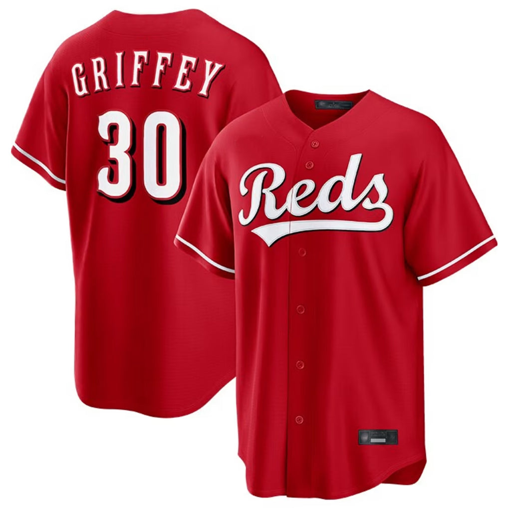 Friene C.Reds #30 Ken Griffey Player Red Home Game Stitched Jerseys