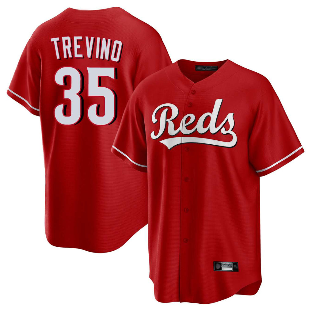 Friene C.Reds #35 Jose Trevino Player Red Home Game Stitched Jerseys
