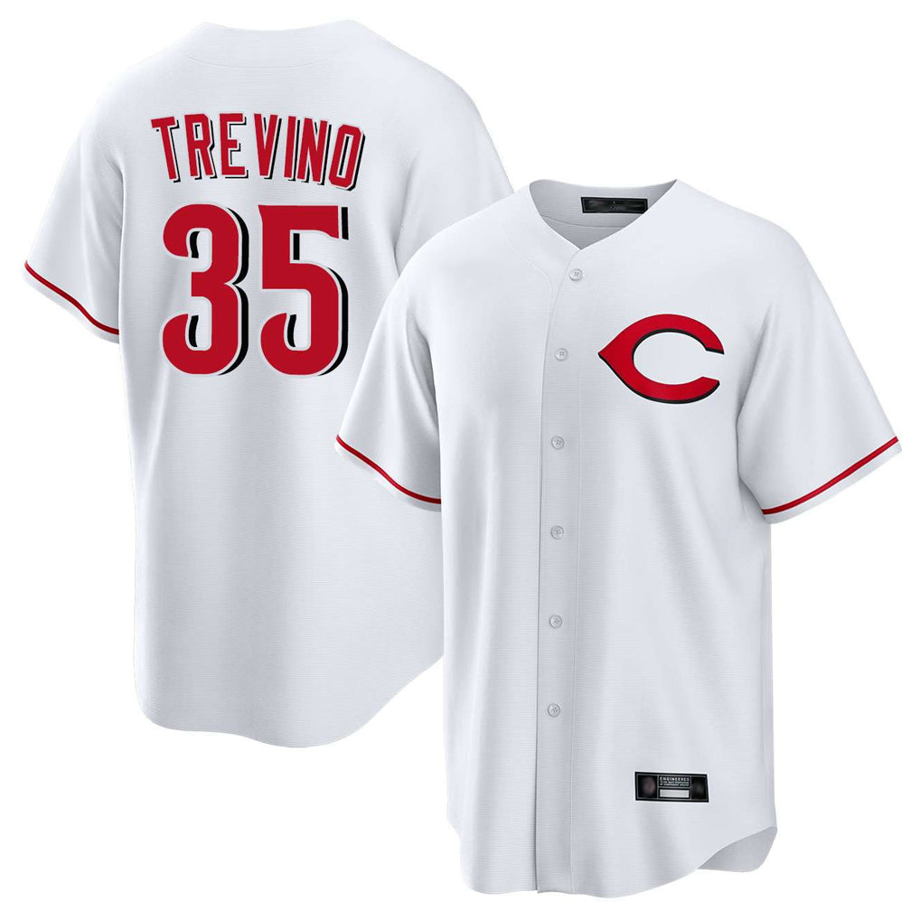 Friene C.Reds #35 Jose Trevino Player White Home Game Stitched Jerseys