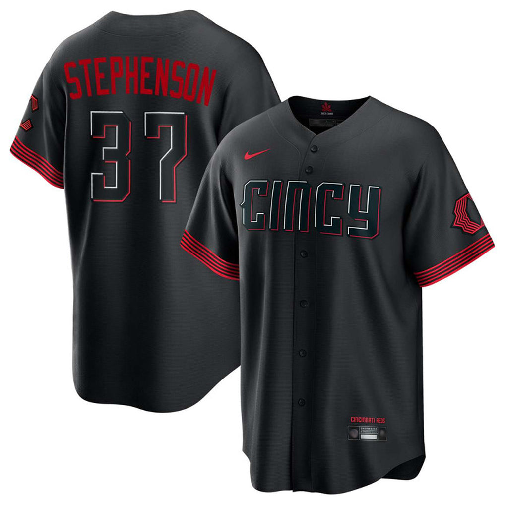 Friene C.Reds #37 Tyler Stephenson Player Black City Connect Home Game Stitched Jerseys