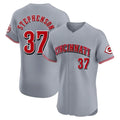 Friene C.Reds #37 Tyler Stephenson Player Gray Limited Elite Home Stitched Jerseys