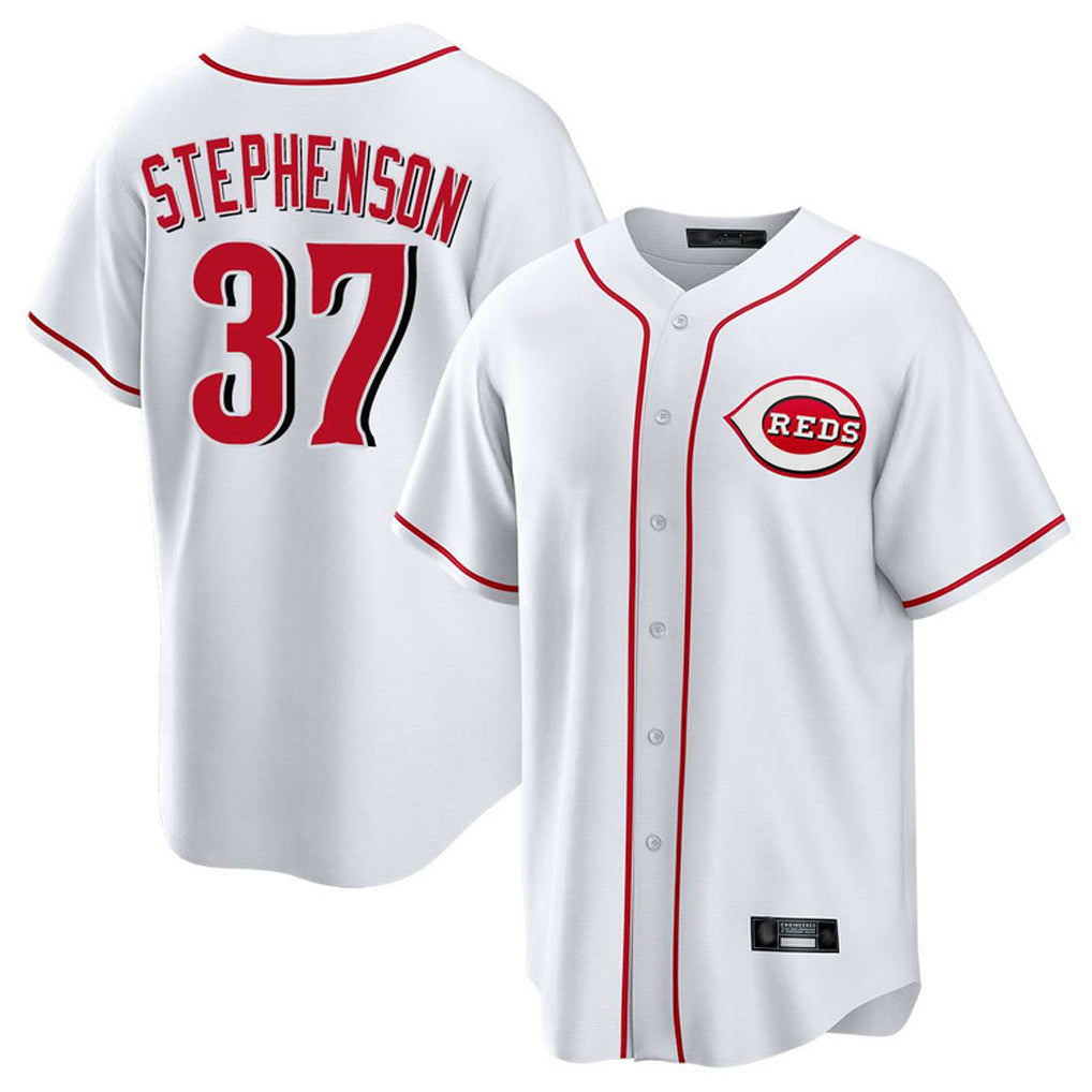 Friene C.Reds #37 Tyler Stephenson Player White Game Home Stitched Jerseys