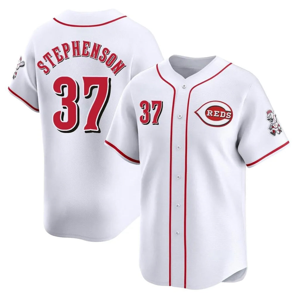 Friene C.Reds #37 Tyler Stephenson Player White Home Limited Stitched Jerseys