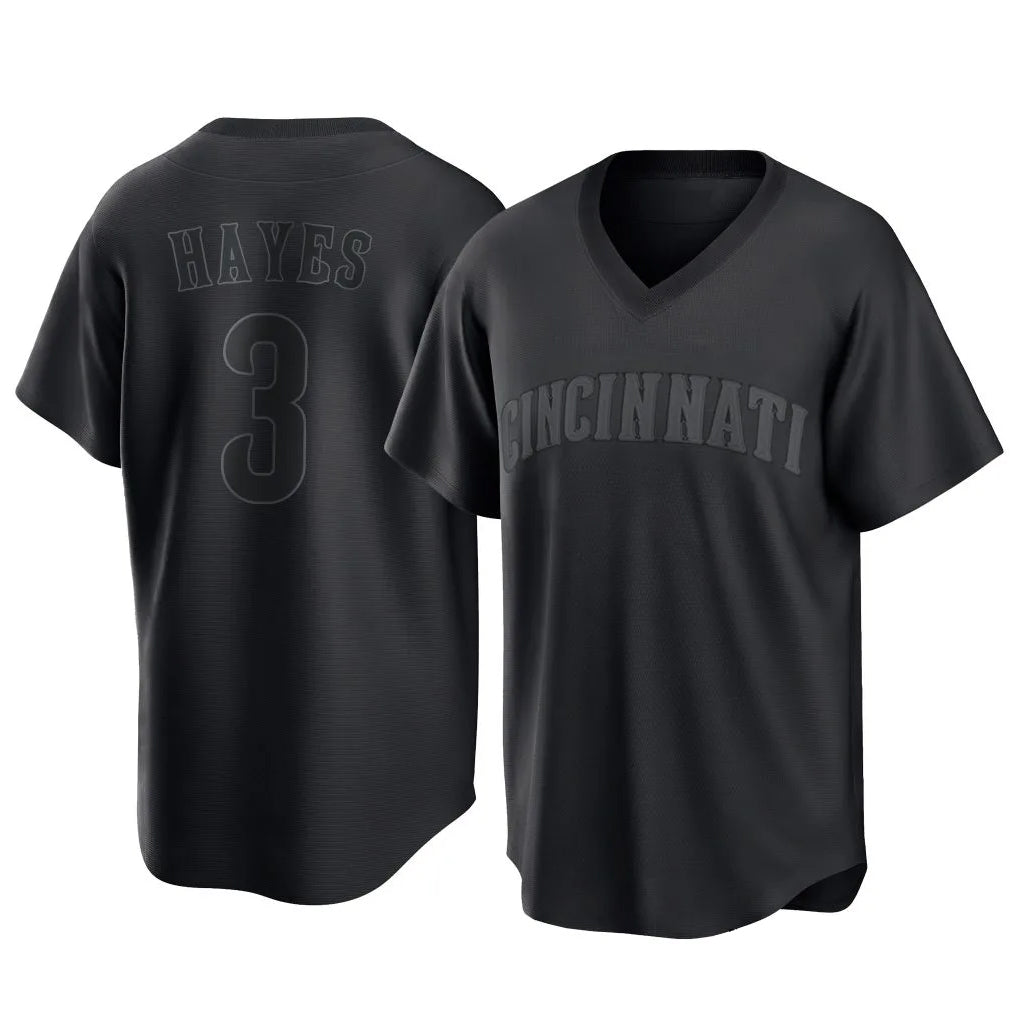 Friene C.Reds #3 Ke'Bryan Hayes Player Black T-shirt Game Home Stitched Jerseys