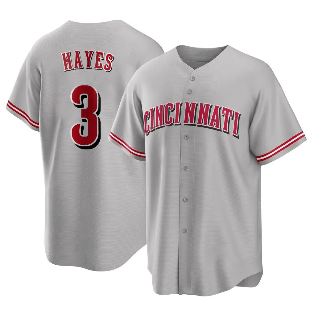 Friene C.Reds #3 Ke'Bryan Hayes Player Gray Home Game Stitched Jerseys