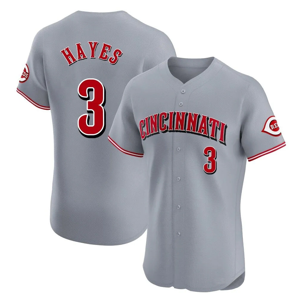 Friene C.Reds #3 Ke'Bryan Hayes Player Gray Limited Elite Home Stitched Jerseys