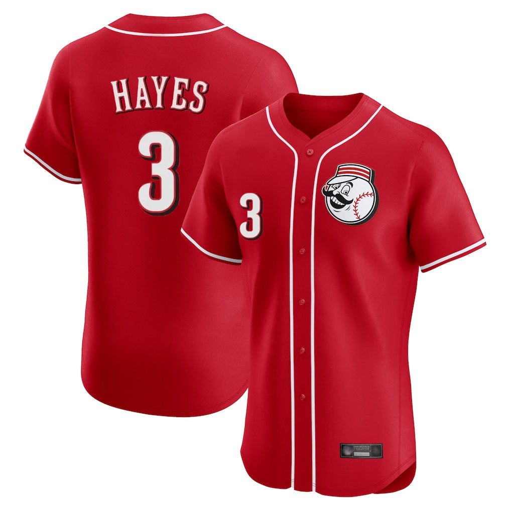 Friene C.Reds #3 Ke'Bryan Hayes Player Red Limited Elite Home Game Stitched Jerseys