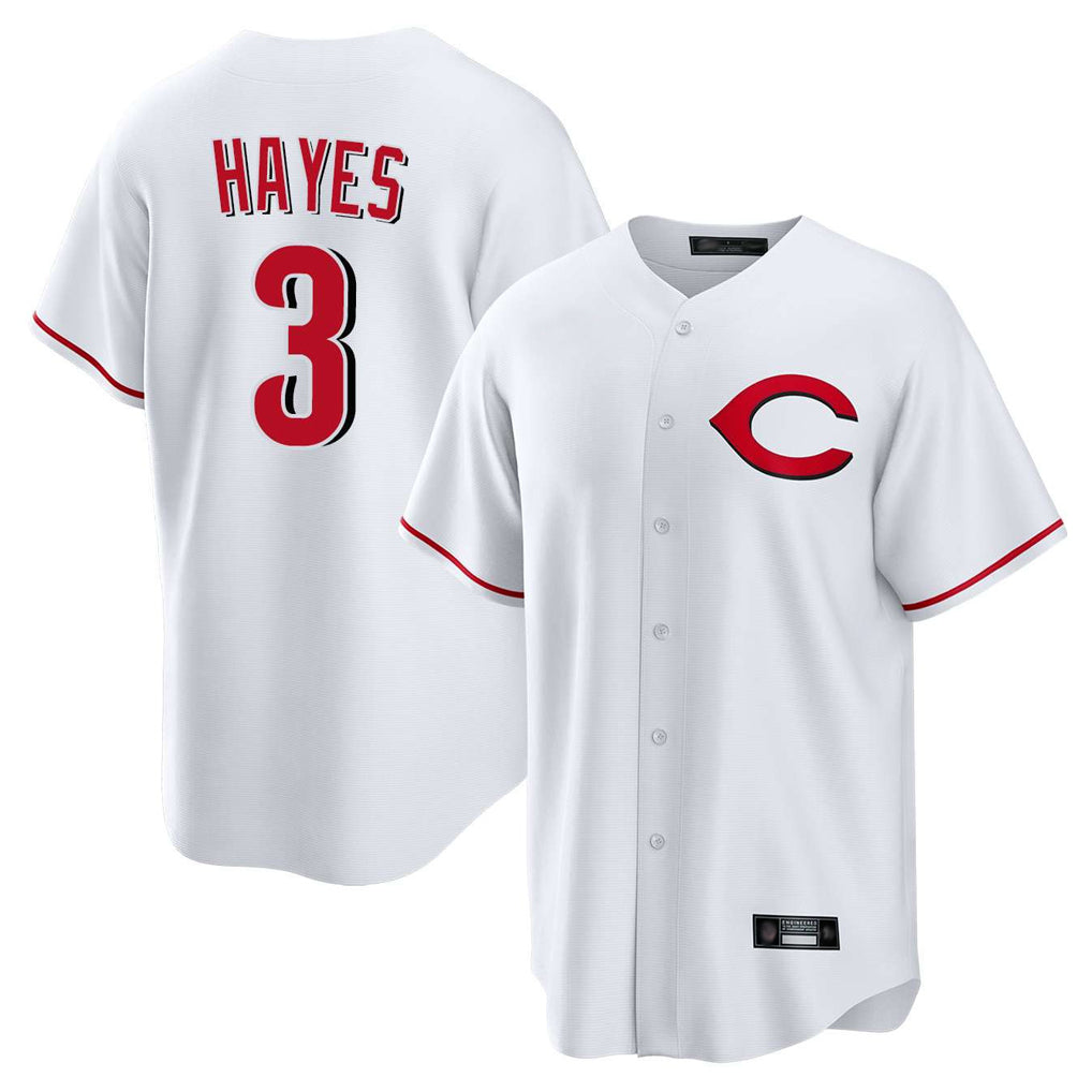 Friene C.Reds #3 Ke'Bryan Hayes Player White Home Game Stitched Jerseys