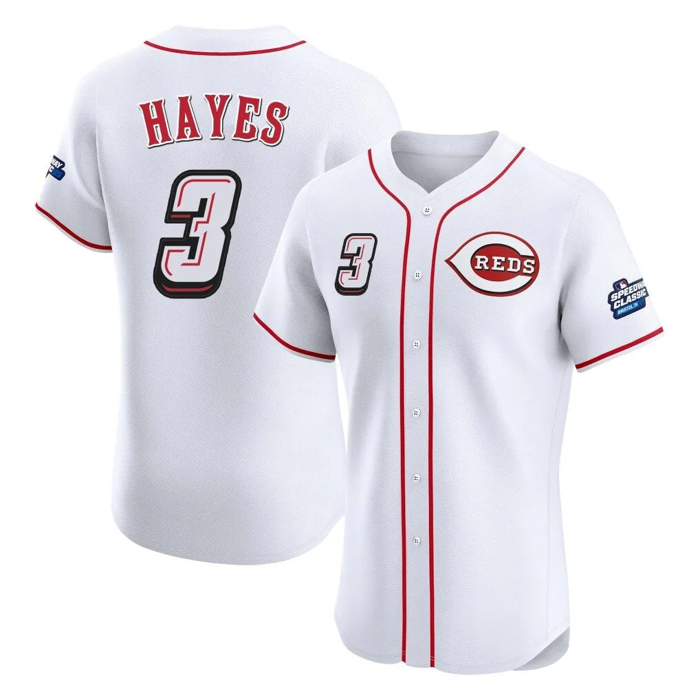 Friene C.Reds #3 Ke'Bryan Hayes Player White Speedway Classic Limited Elite Home Stitched Jerseys