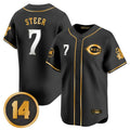 Friene C.Reds #7 Spencer Steer Player Black-Gold Vapor Premier Limited Home Stitched Jerseys